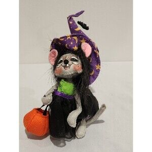 Annalee Halloween Witch Mouse W/Dangling Spider Hat Trick Or Treat
